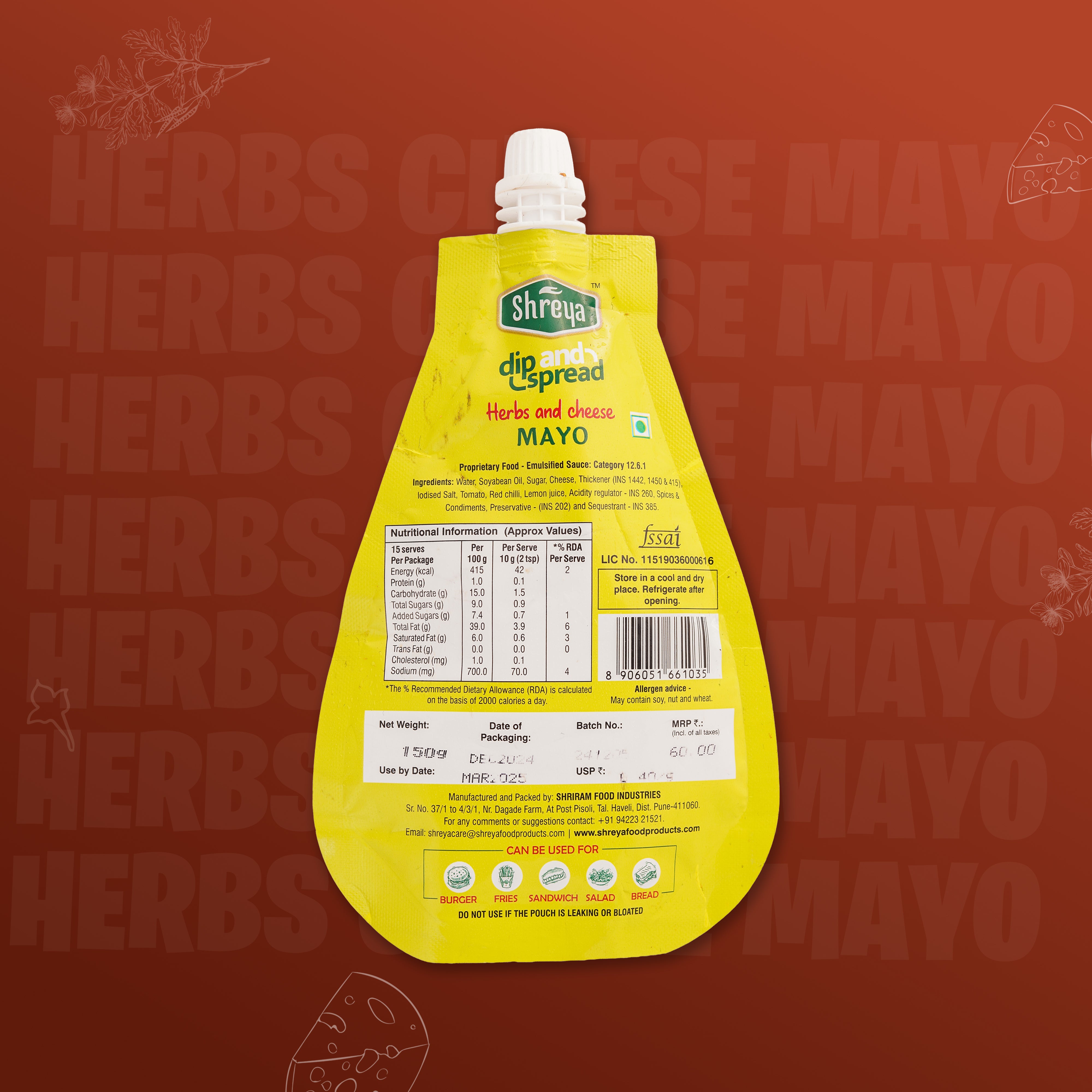 Shreya Dip and Spread – Herbs & Cheese Mayo